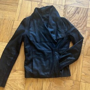 Scoop NYC Shawl Collar Soft Leather Jacket Woman’s Medium Black